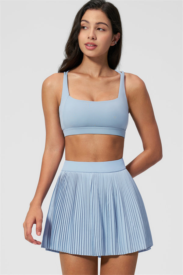 Women's Sports Bra & Tennis Skirt 2-Piece Set — Feminine Athleisure for Every Day