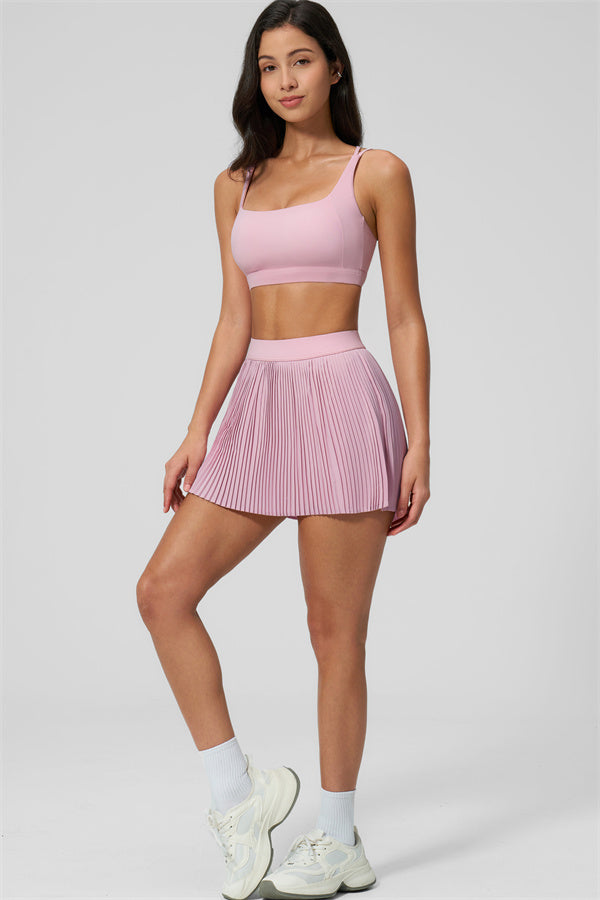 Women's Sports Bra & Tennis Skirt 2-Piece Set — Feminine Athleisure for Every Day