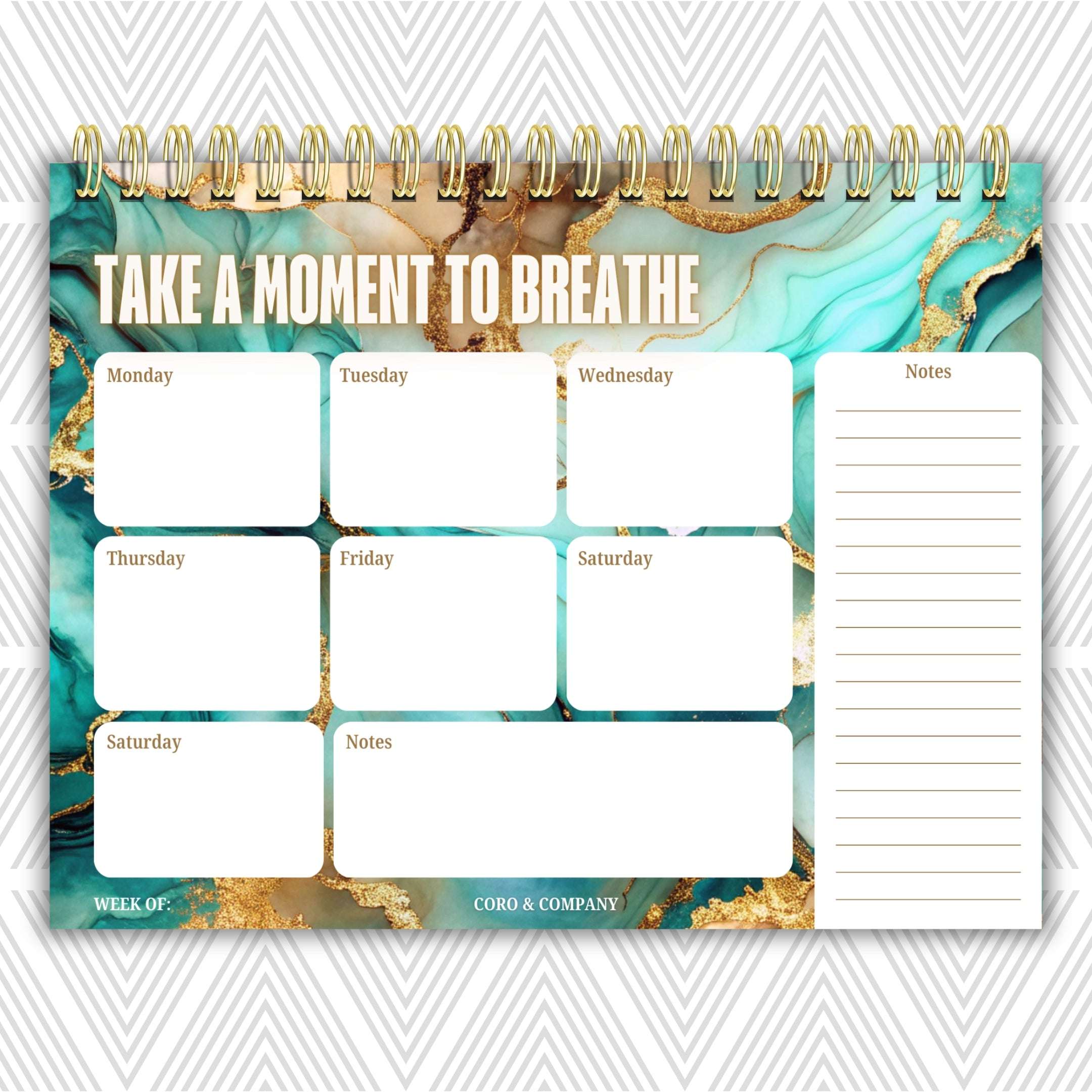 Take A Moment To Breathe Weekly Desk Planner | Undated Self-Love Weekly Planner