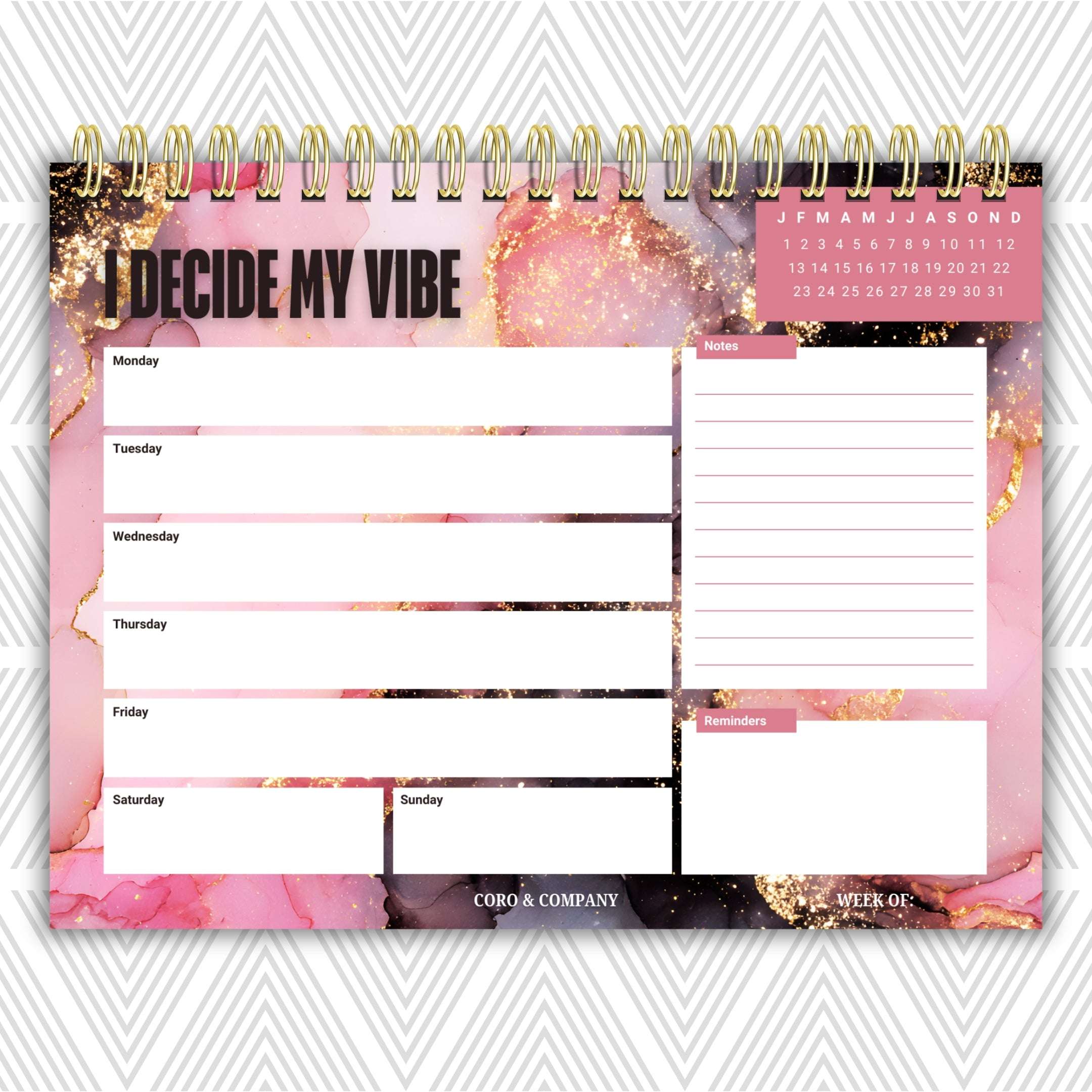 I Decide My Vibe Weekly Desk Planner | Undated Self-Love Weekly Planner