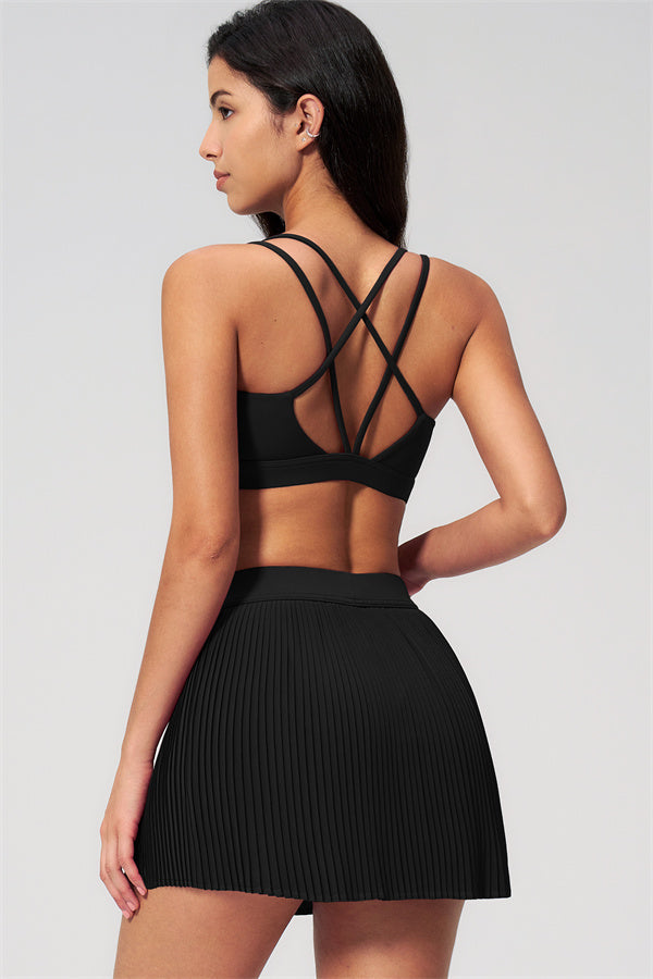 Women's Sports Bra & Tennis Skirt 2-Piece Set — Feminine Athleisure for Every Day