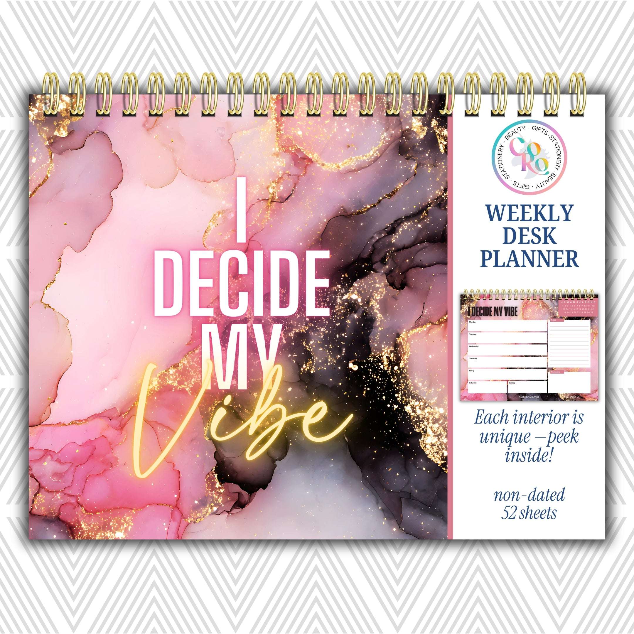 I Decide My Vibe Weekly Desk Planner | Undated Self-Love Weekly Planner