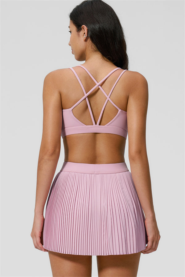 Women's Sports Bra & Tennis Skirt 2-Piece Set — Feminine Athleisure for Every Day