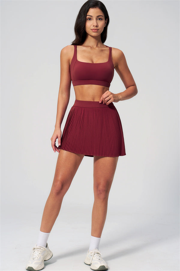 Women's Sports Bra & Tennis Skirt 2-Piece Set — Feminine Athleisure for Every Day