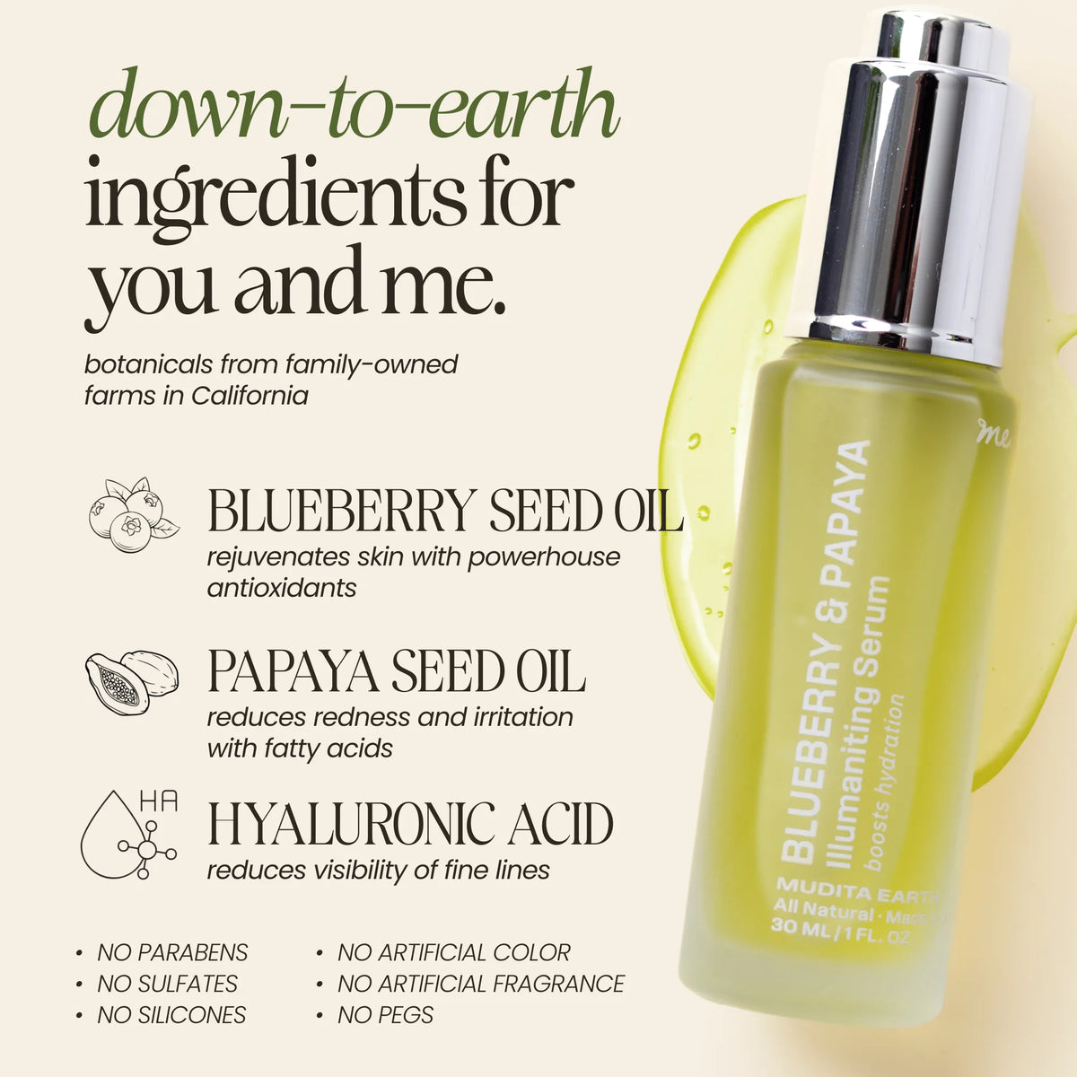 Blueberry & Papaya Face Serum | Mudita Earth