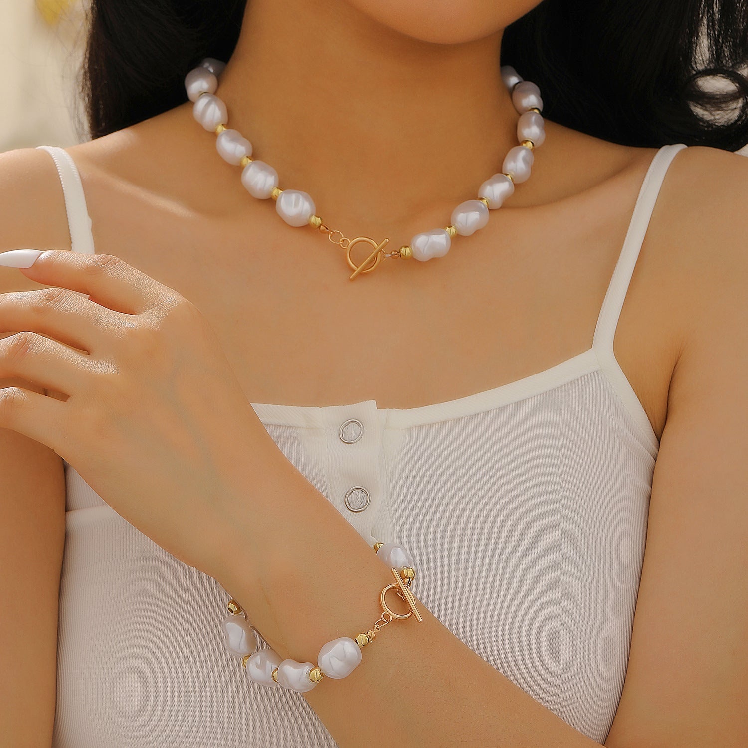 Pearl Female Style Creative Design V-shaped Jewelry Set – Jewelry Set | NonaEve