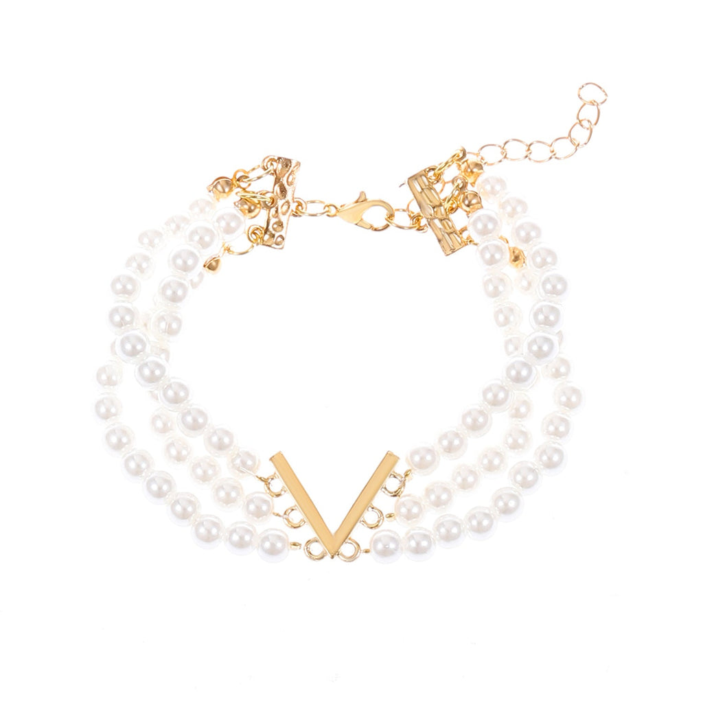 Pearl Female Style Creative Design V-shaped Jewelry Set