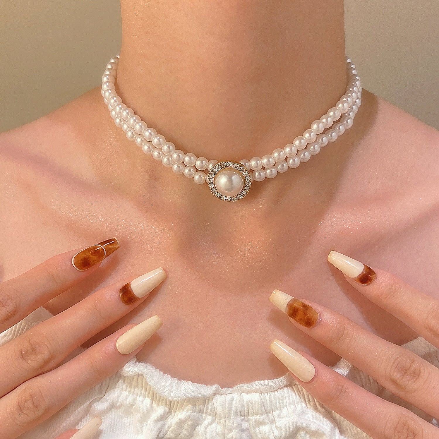 Pearl Female Style Creative Design V-shaped Jewelry Set – Jewelry Set | NonaEve