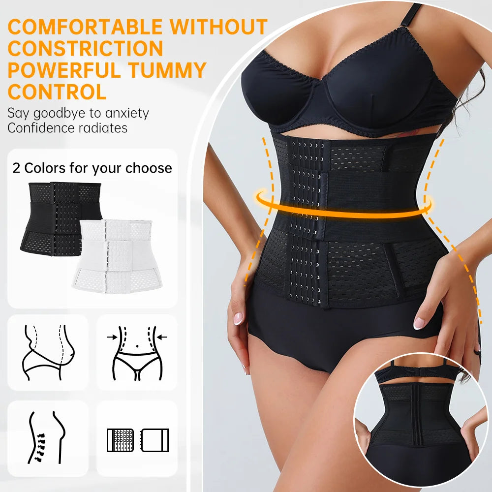 Women's Adjustable Waist Trainer — Double Belt Neoprene Corset for Tummy Control