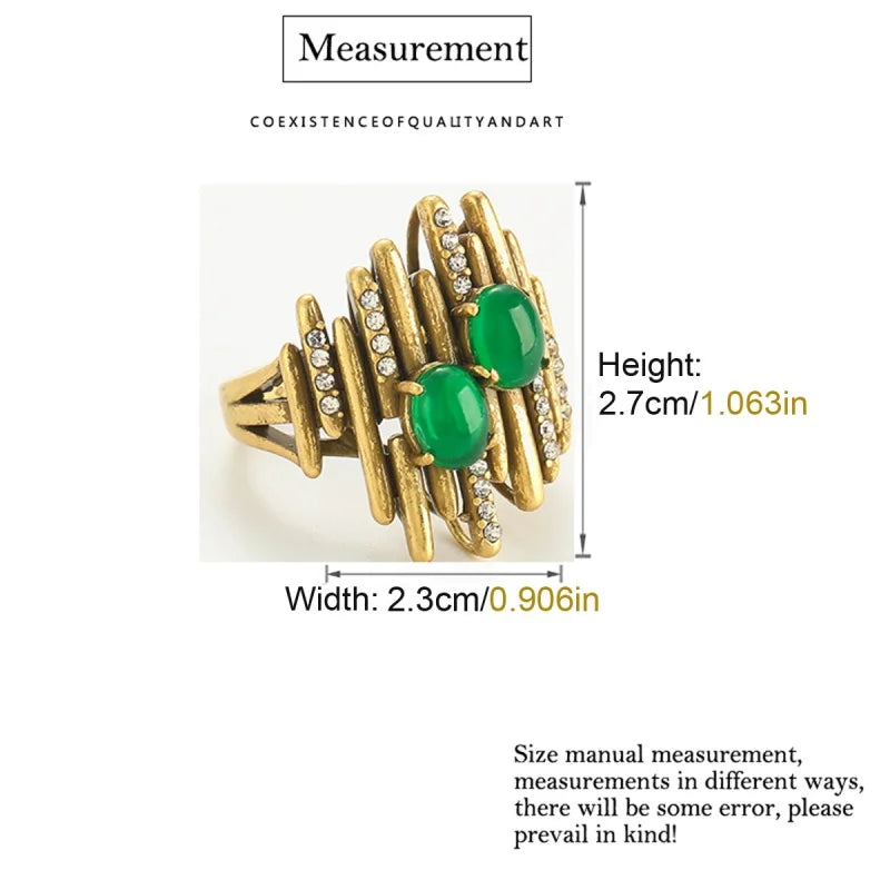 Vintage Green Stone Ring — 18k Gold-Plated Antique Cocktail Ring – Jewelry | NonaEve