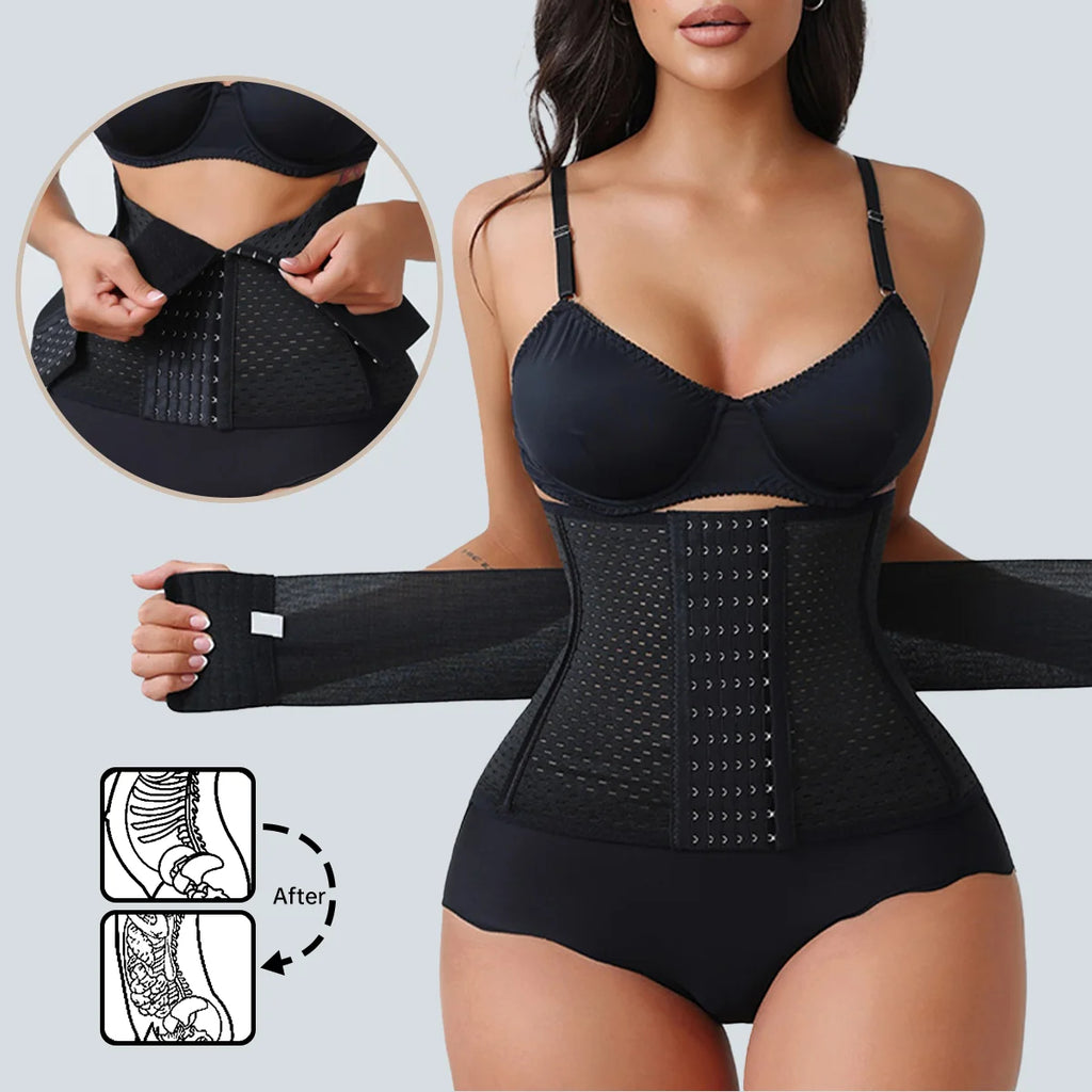 Women's Adjustable Waist Trainer — Double Belt Neoprene Corset for Tummy Control