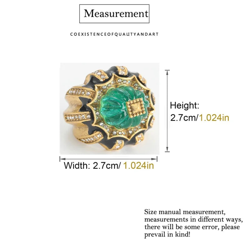 Vintage Pumpkin Ring — Green Resin & Gold Rhinestone Cocktail Ring – Jewelry | NonaEve
