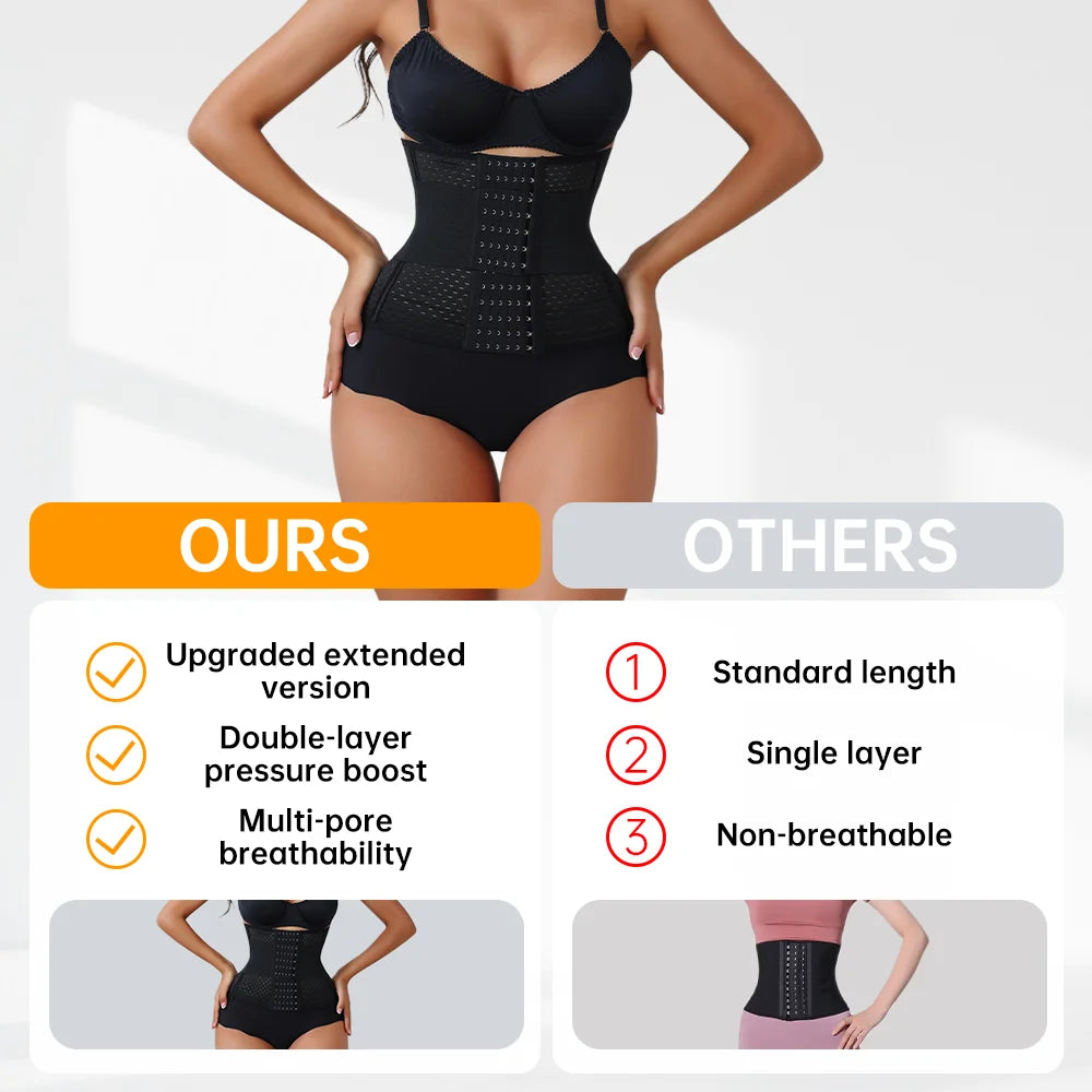 Women's Adjustable Waist Trainer — Double Belt Neoprene Corset for Tummy Control