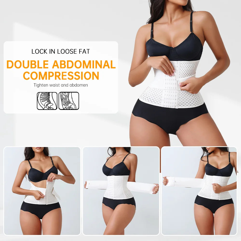 Women's Adjustable Waist Trainer — Double Belt Neoprene Corset for Tummy Control
