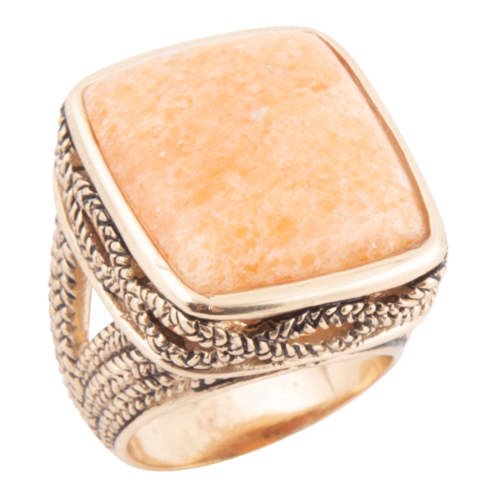 Yellow Agate & Bronze Statement Ring | Barse Jewelry