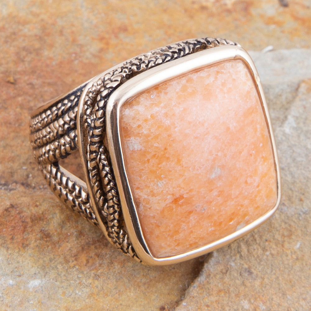 Yellow Agate & Bronze Statement Ring | Barse Jewelry