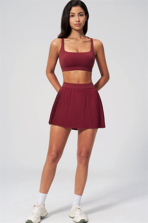 Women's Sports Bra & Tennis Skirt 2-Piece Set — Feminine Athleisure for Every Day