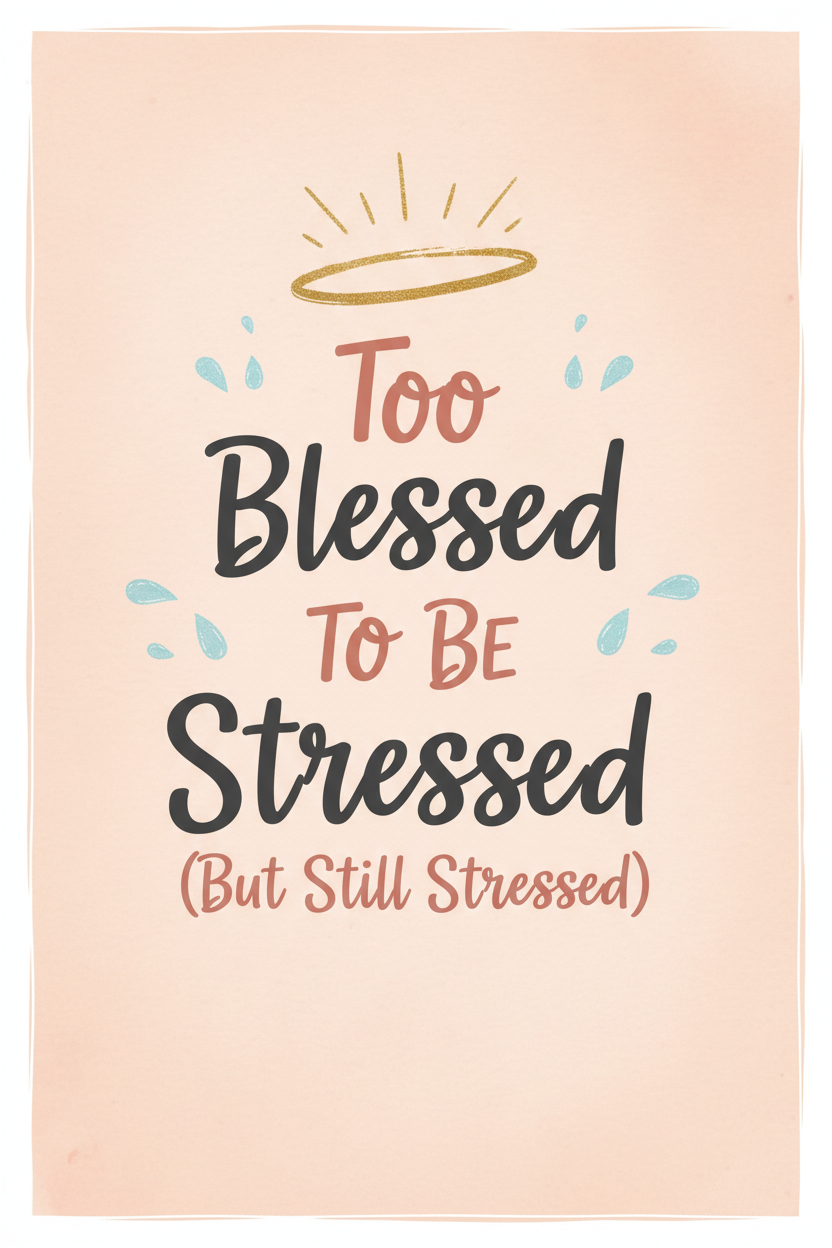 Too Blessed to Be Stressed (But Still Stressed) — Funny Faith Printable – Digital Download | Sparkle Grace Co.