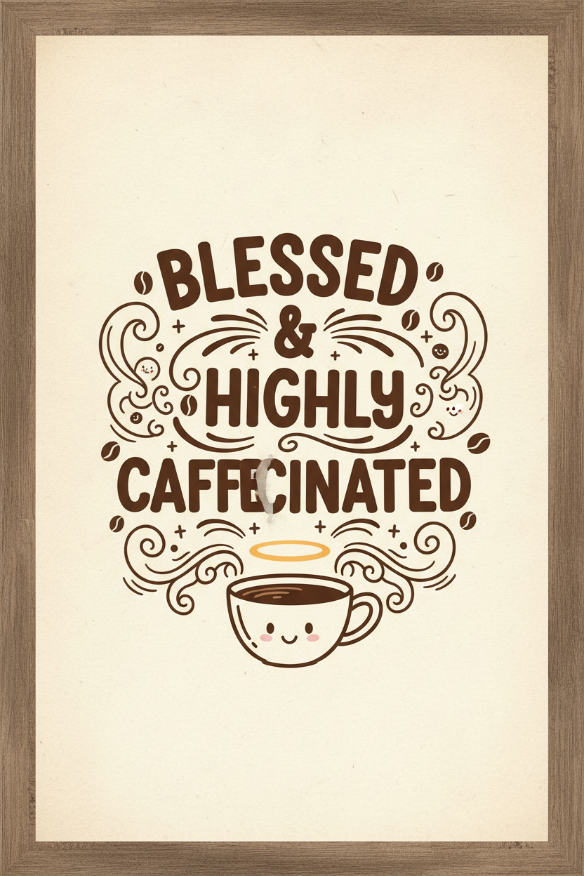 Blessed & Highly Caffeinated — Funny Faith Printable – Digital Download | Sparkle Grace Co.