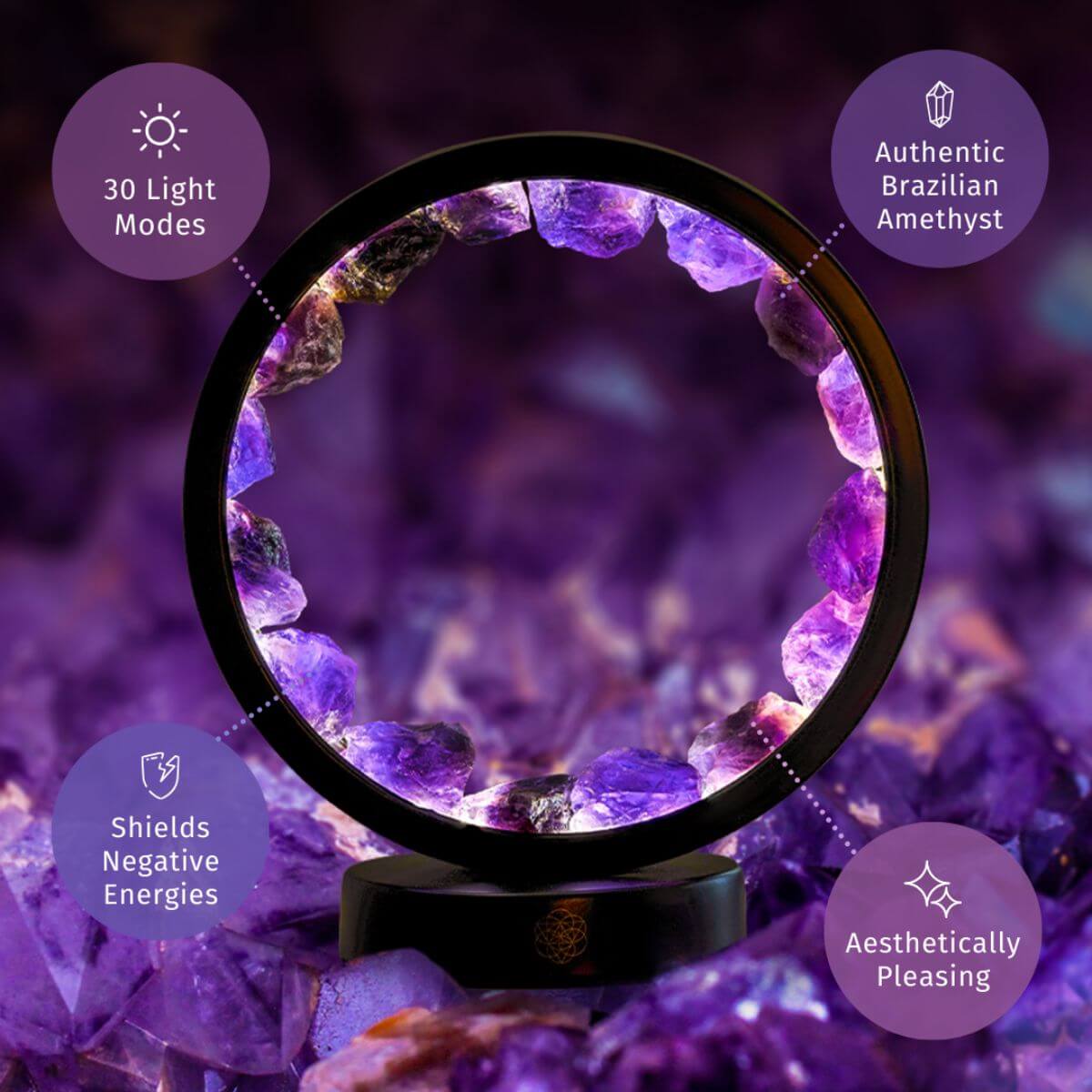 Amethyst Halo Lamp | Adjustable Ambient Light