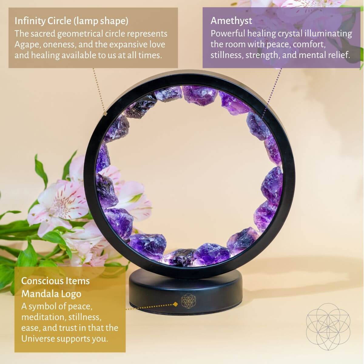 Amethyst Halo Lamp | Adjustable Ambient Light