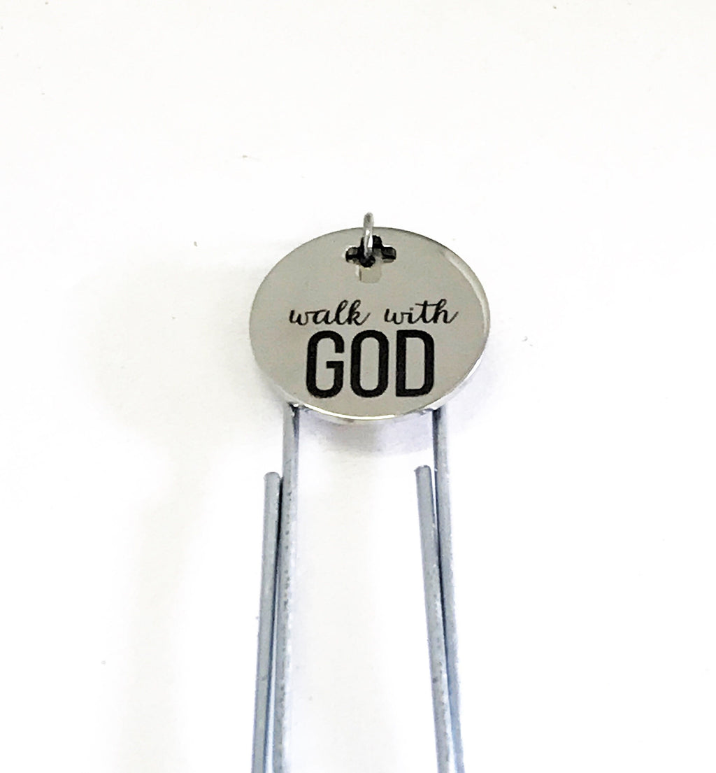 Planner Clip, Walk With GOD Bookmark, Christian Planner Bookmark, Journal Bookmark,  Reader Gift Bookmark, Planner Charm Accessories