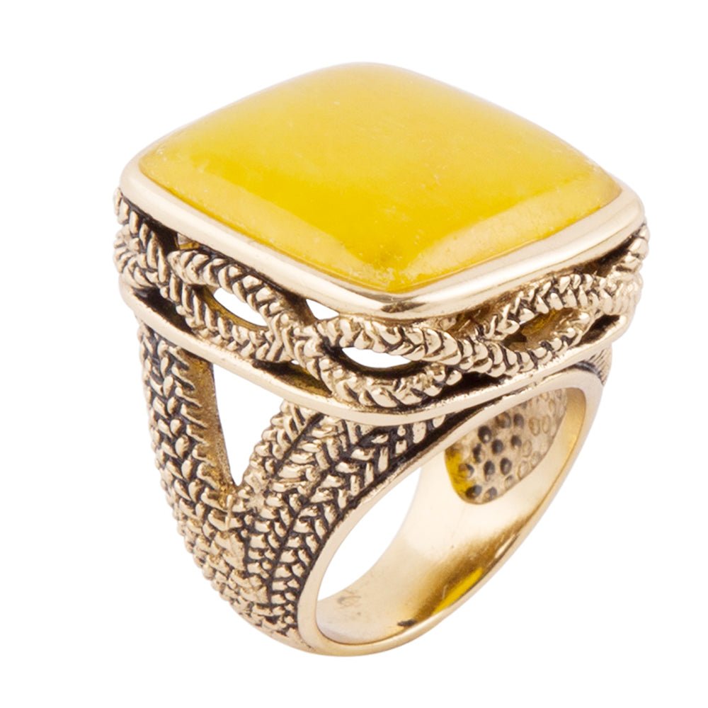 Yellow Agate & Bronze Statement Ring | Barse Jewelry